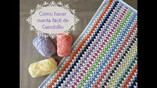 Cómo hacer una manta fácil de crochet paso a paso Tutorial de ganchillo paso a paso en español [upl. by Mariand749]