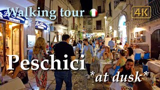 Peschici at dusk Puglia Italy【Walking Tour】With Captions  4K [upl. by Fatma547]