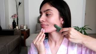 Massagem facial  Guasha  Jade Stone  Thamires Nascimento [upl. by Enimsaj]