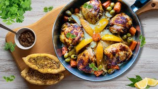 MOROCCAN CHICKEN TAGINE WITH COUSCOUS  CHICKEN TAGINE WITH PRESERVED LEMONS  BEST SHABBAT DINNER [upl. by Ahsimek635]