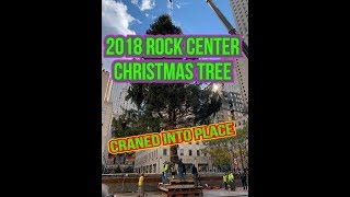 Rockefeller Center Christmas Tree Craned Up into Place New York City [upl. by Mcdonald]