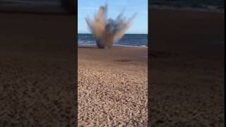 Controlled explosion on Exmouth Beach [upl. by Eynenihc]