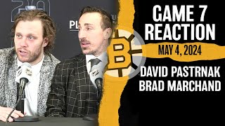 David Pastrnak Brad Marchand React to Bruins Game 7 OT Win Over Leafs [upl. by Alvina]