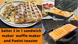 How to make waffles using Salter 3in1 Sandwich Toaster স্যান্ডউইচ মেকার  Unboxing And Review [upl. by Eladnek]