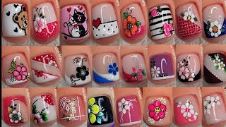 50 RECOPILACIÓN DE modelos de UÑAS PARA PIES VARIADOS Y HERMOSOS 🦶😍💅🌺 [upl. by Arakal]