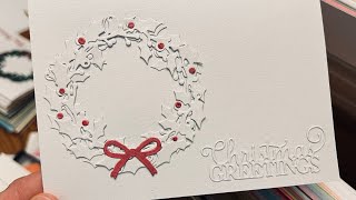 Handmade Christmas card using die cuts and shimmery cardstock [upl. by Barraza217]