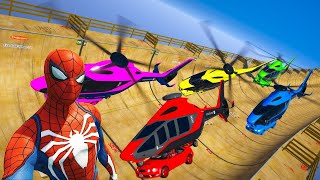 The aerial transportation of sports cars via helicopter Parkour GTA V mod Spiderman and friends [upl. by Aramoj]