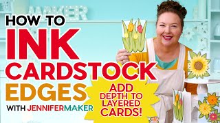 How to Ink Cardstock Edges  Add Depth to Layered Cards [upl. by Cad]