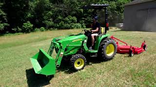 96” FINISH MOWER WORKS ON A 25HP TRACTOR John Deere 3025e [upl. by Anayi369]