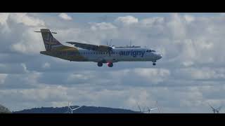 Aurigny ATR arrival at Liverpool Airport aviation liverpoolairport planespotting [upl. by Erual83]