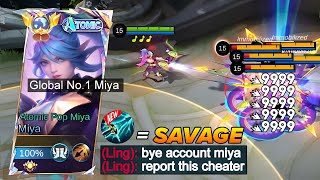 GLOBAL MIYA WTF 1 SHOT SAVAGE BUILD 2024 100 BROKEN 💀  build and emblem reveal [upl. by Prestige488]