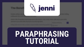 How to Use Jenni AI for Paraphrasing [upl. by Eenwahs171]