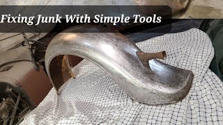 Repair A Badly Dented Fender With Simple Tools [upl. by Brezin]