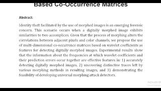 Morphed Face Detection With Wavelet Based Co Occurrence Matrices [upl. by Dowdell999]