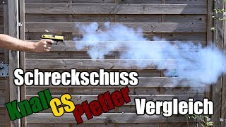 Experiment Schreckschuss 9mm PAK Vergleichstest inkl CS [upl. by Yerag]