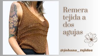 Remera blusa tejida a dos agujas Todas las tallas Woven tshirt Tutorial paso a paso [upl. by Golightly]