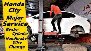 Honda City Major Service  Brake Cylinder Handbrake Wire Change Part2 [upl. by Wahlstrom]