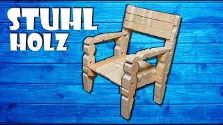 Stuhl aus Holz Wäscheklammern selber basteln  wooden chair with clothespin craft DIY 4K [upl. by Oralie]