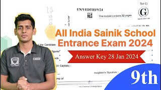 Sainik School Answer Key Class 9  28 Jan 2024  AISSEE 2024 [upl. by Silin]