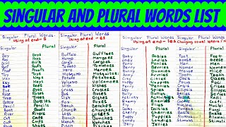 Singular। singular and plural। Singular Plural Words। Plural Words। Singular Plural। Plural Plurals [upl. by Kram593]