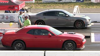 1000 HP Dodge Charger Hellcat vs Lamborghini Huracan LP6104 14 Mile Drag Racing [upl. by Anniken]