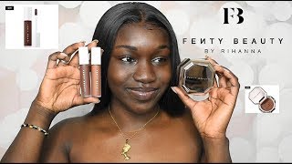 NEW FENTY BEAUTY CONCEALER AND SETTING POWDER REVIEW Darkskin Friendly [upl. by Kowatch]