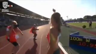 TBT Dina AsherSmith breaks British 100m record at AA Drink FBK Games [upl. by Ahgiela]