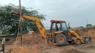 JCB 3DX Electric Pole Installation for New Agriculture Land  jcb video [upl. by Irabaj163]