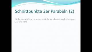 Quadratische Funktion Teil 5 Schnittpunkte zweier Parabeln  Punkt auf einer Parabel  Mathe [upl. by Adnimra]