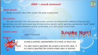 Lesson  11  UNIX  Umask Commands in Unix [upl. by Akerdna]