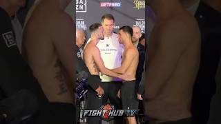 Josh Taylor PUTS HANDS on Jack Catterall in FINAL face off at weigh in [upl. by Atok605]