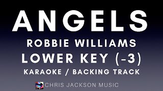 Robbie Williams  Angels Lower Key 3 Karaoke  Backing Track [upl. by Eadwina74]