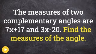 Finding the value of x using complementary angles  Online Tutor [upl. by Kirwin]