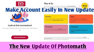 How To Create Account In New Photomath Update  Make Account Easily In New Photomath Update [upl. by Naellij608]