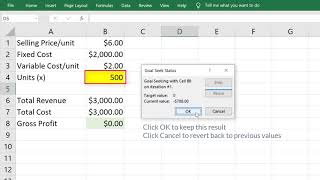 Goal Seek in Excel  Break EvenProfit Model [upl. by Wilburn965]