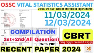 OSSC CBRT Vital Statistics Assistant Recent PaperGK CA All Shift CompilationDiscussion ClassImp [upl. by Laehctim]