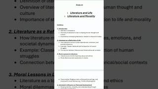 Essay on quotLiterature quot quotLiterature and Lifequot Literature and MoralityWith outlines in easy English [upl. by Ssew152]