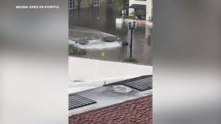 Tesla plows through flooded San Diego street [upl. by Notned]