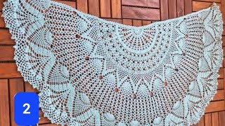 Crochet half circle shawl new design step by step Part 2 [upl. by Akirea]