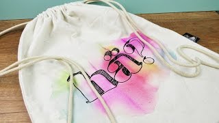 Turnbeutel im Wasserfarben Look  Super einfach amp total schön  DIY Tasche  Trend Idee [upl. by Genie613]