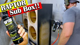 BEST Subwoofer Enclosure Finish Spray Raptor Liner Install on GSG Evolution Home Theater Sub Boxes [upl. by Anirok]