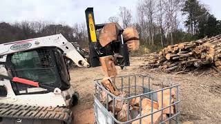 🌲🪵Roy and Ridge using the Halverson HWP 150 Firewwod Processor on Bobcat T750 [upl. by Kcaz845]