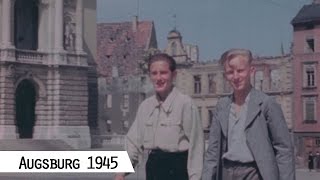 Augsburg in 1945  American troops in the city center in color and HD [upl. by Aliac]