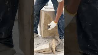 Chiseling a Natural Travertine Table Surface  Crafting with Precision [upl. by Sirroned]