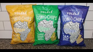 Yolélé Yolele Fonio Chips Chili Onion  Lime Baobab Onion  Moringa and Sea Salt Review [upl. by Cadman]