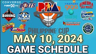 PBA Game Schedule May 10 2024  Quarterfinals  PBA Philippine Cup Game Schedule Update [upl. by Stormy]