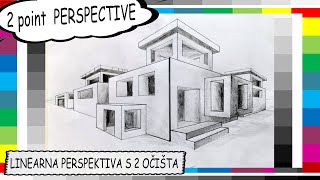 LINEARNA PERSPEKTIVA s 2 očišta  2 point perspective likovni123 [upl. by Leuams13]