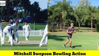 Mitchell Swepson Bowling Action [upl. by Asillem]