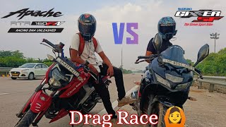 Apache RTR 160 4V VS GIXXER SF 155  Drag Race  shocking results 😱 [upl. by Nuahsor]