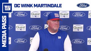 Wink Martindale Really pleased with defensive effort against Carolina  New York Giants [upl. by Tootsie]